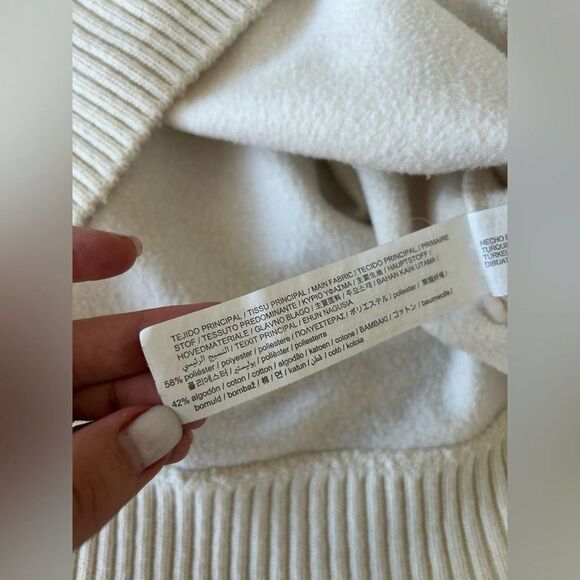 Zara NWT Plush Vest Padded Shoulders High Collar Size S Plush Ecru Light Yellow - Picture 11 of 11